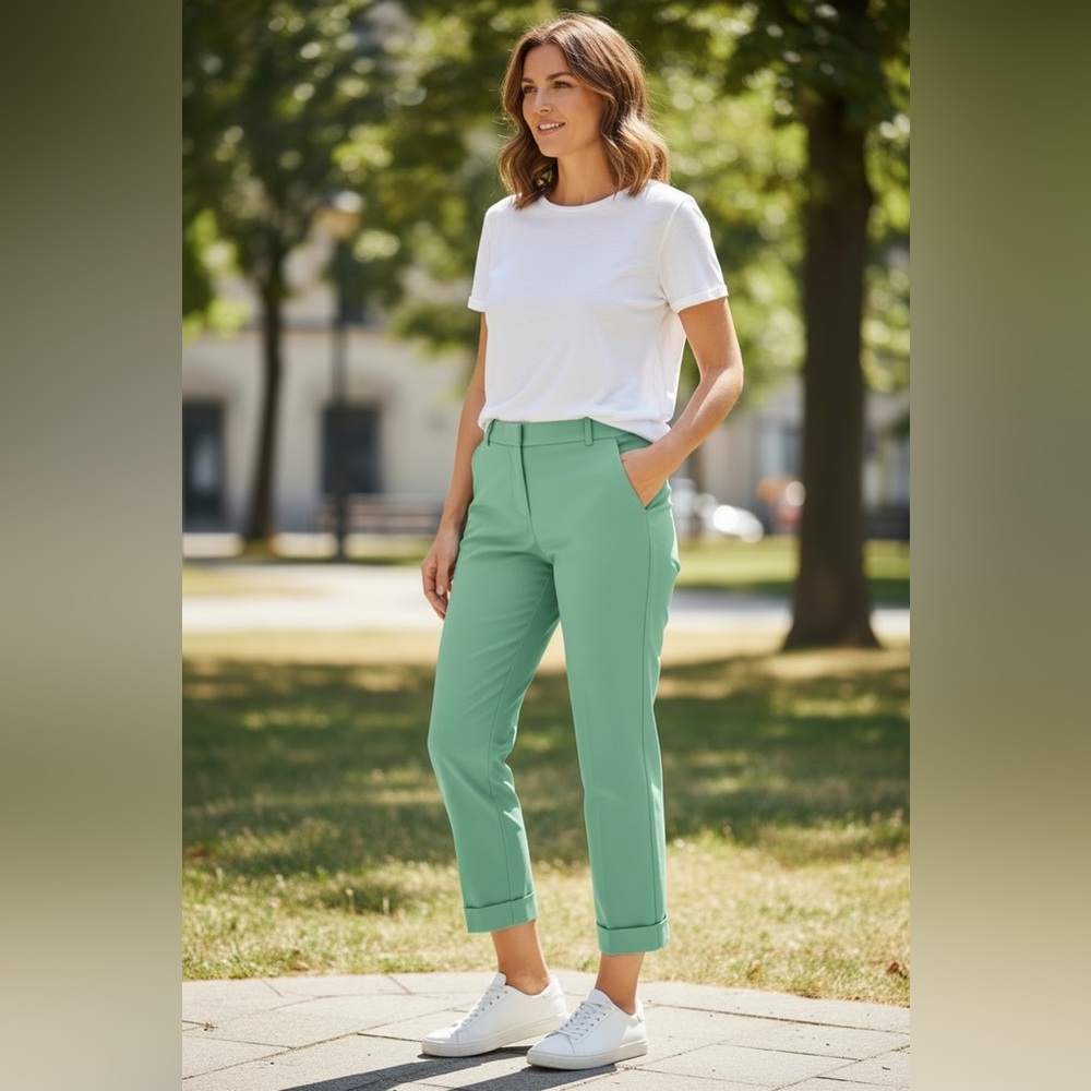 Betabrand Women's Cropped Pants in Spearmint Green